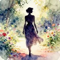 سیلوئت زن آبرنگی