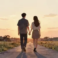 Jalan Romantis Saat Matahari Terbenam