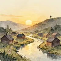 Деревня на закате