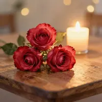 گل‌های رز و شمع