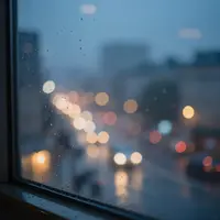 黄昏時の街の灯り