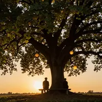 Романтическая сцена под деревом