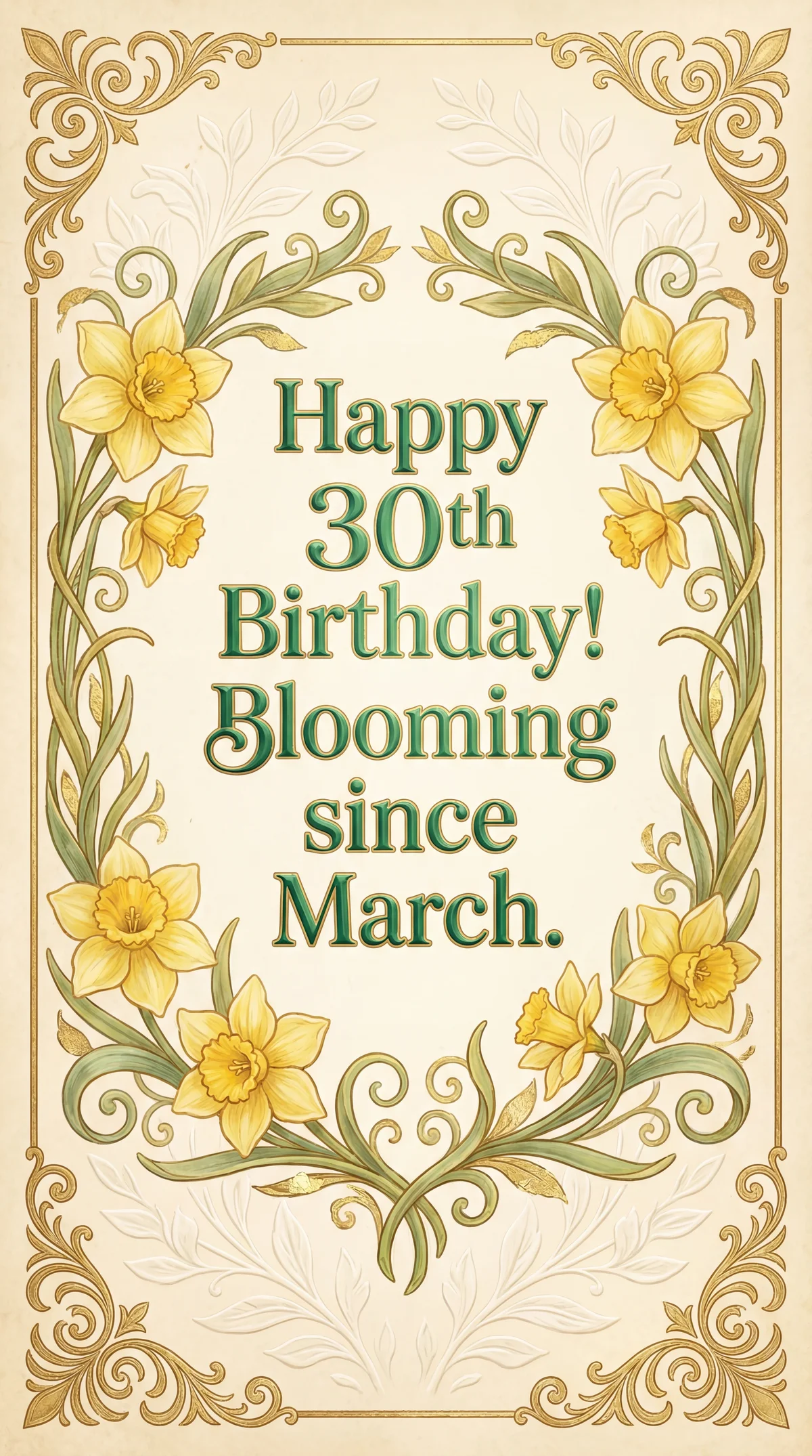 Happy Birthday card for a March baby, turning 30