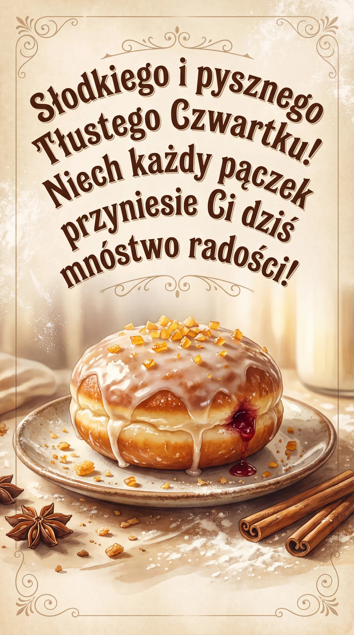 Kartka z życzeniami na Tłusty Czwartek