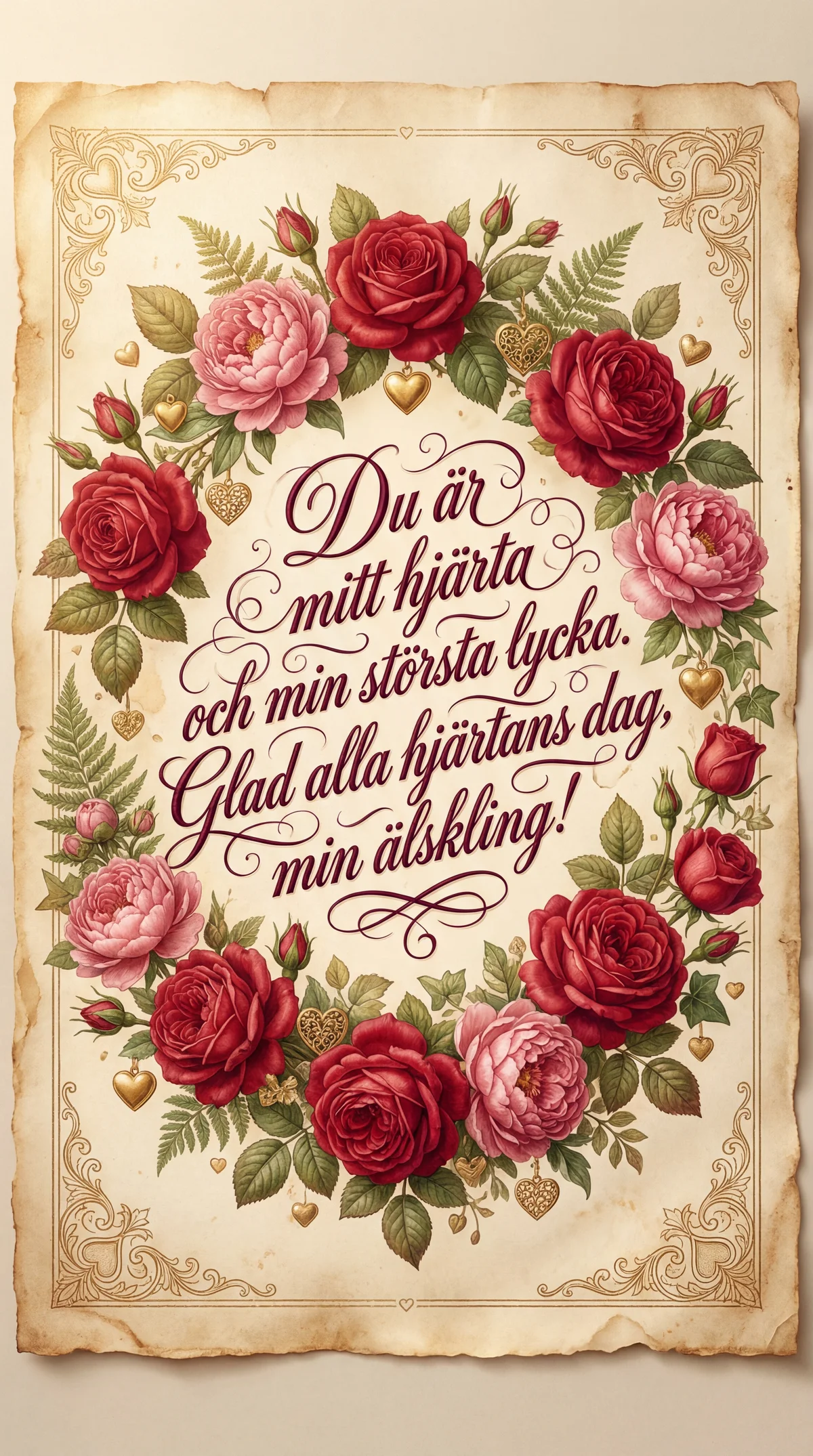 Alla hjärtans dag hälsning till älsklingen