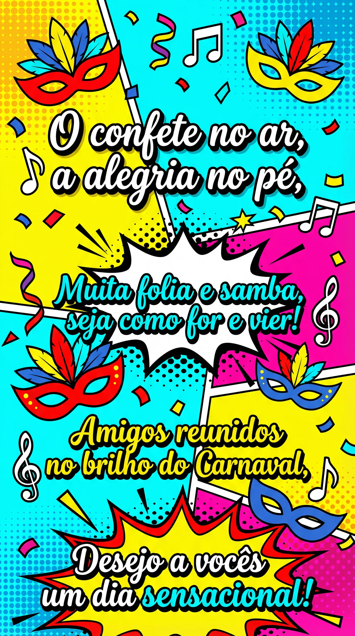 Mensagem divertida para o Carnaval 2026, com votos de folia ...