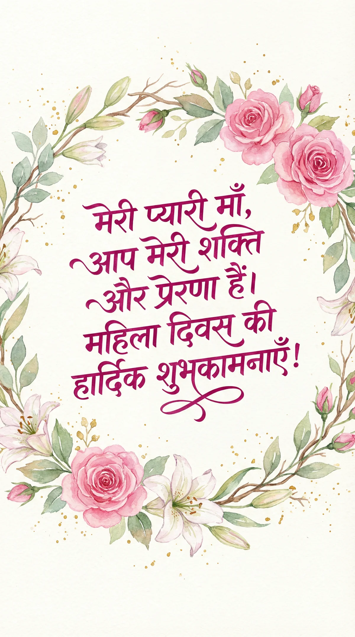 अंतर्राष्ट्रीय महिला दिवस पर माँ के लिए शुभकामनाएँ