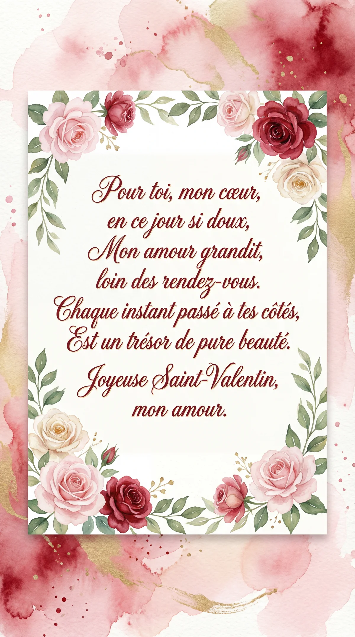 Carte de Saint-Valentin pour mon amour