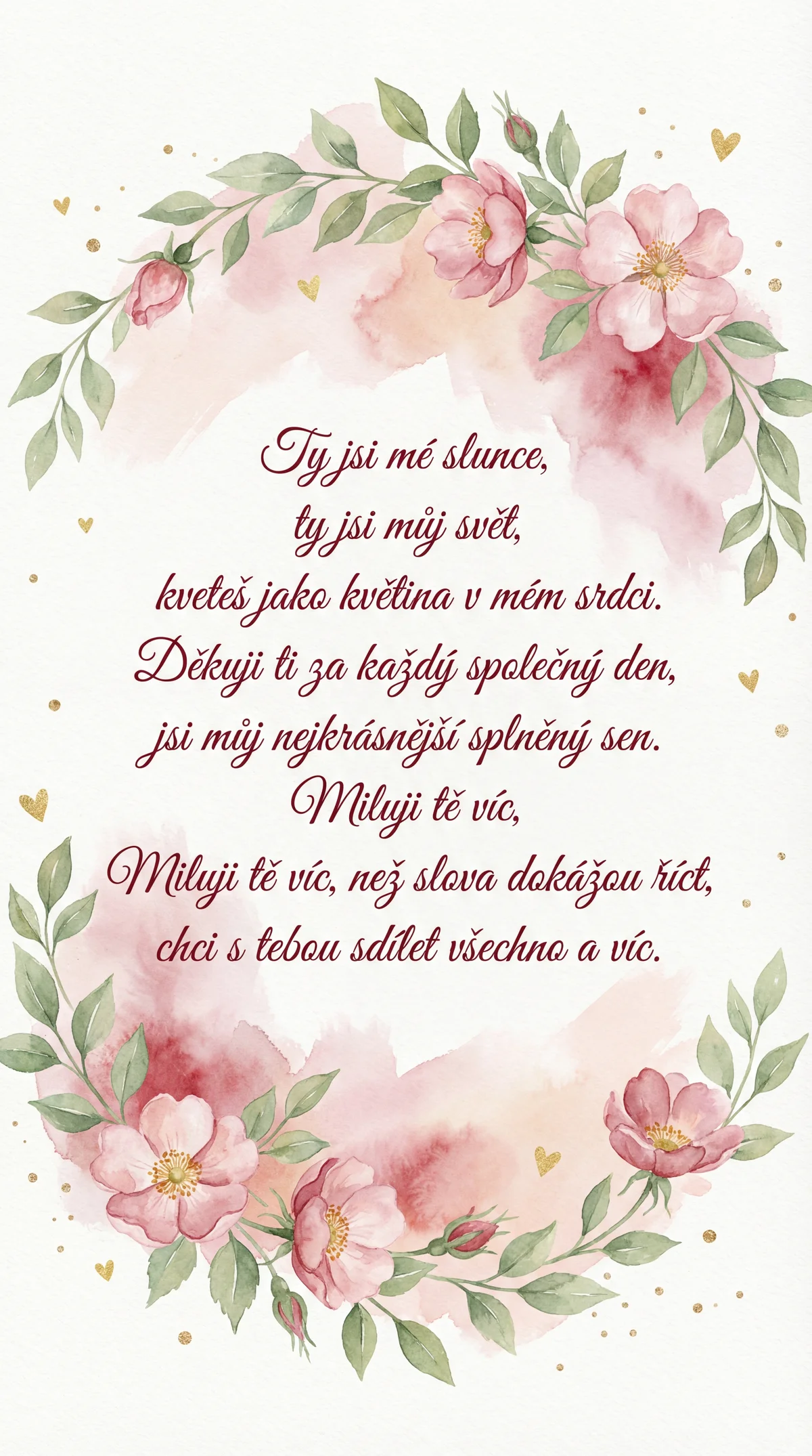 Přání k Valentýnu pro mou lásku