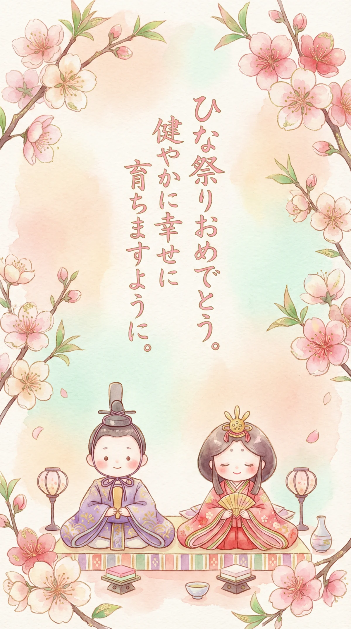 女の子の健やかな成長を願うひな祭りメッセージカード