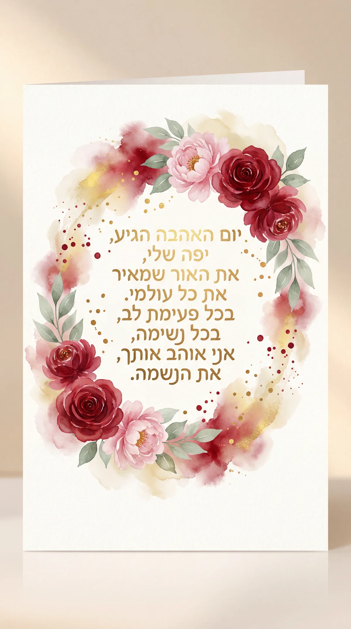 כרטיס ברכה ליום האהבה לאהובתי