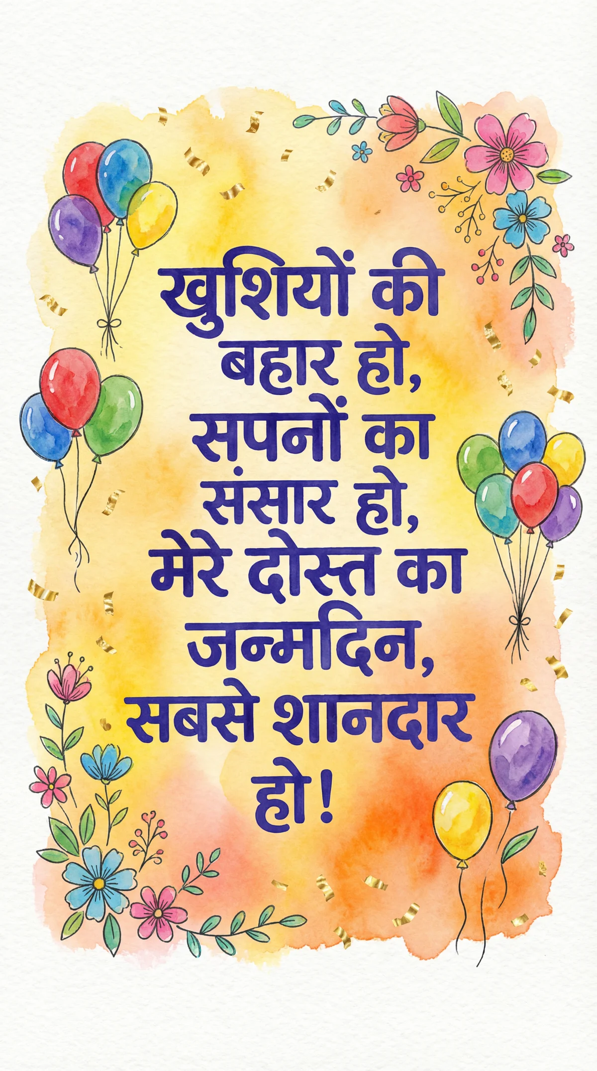 दोस्त के जन्मदिन के लिए हार्दिक शुभकामनाएँ