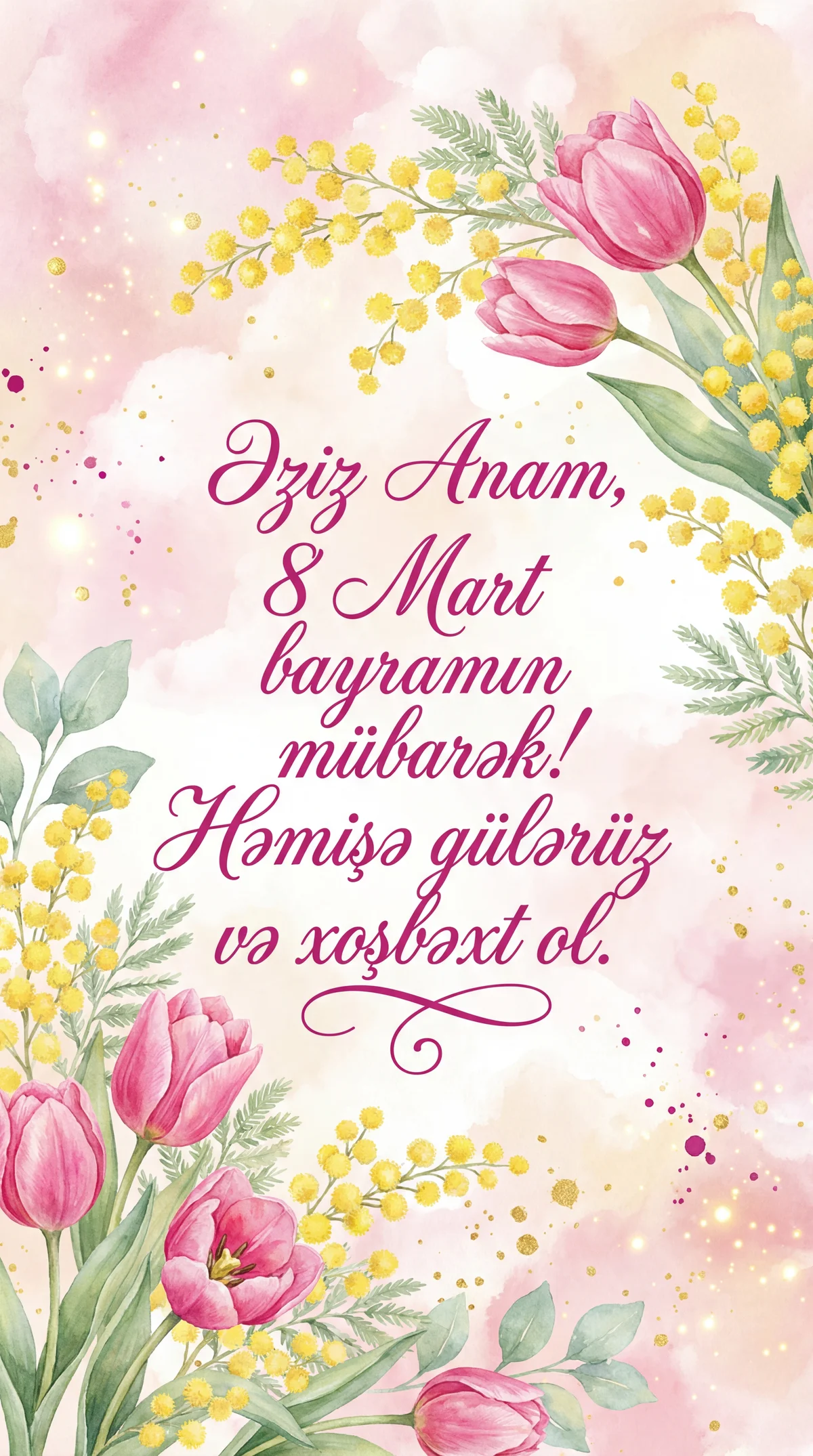 Anam üçün Beynəlxalq Qadınlar Günü təbrik kartı mətni