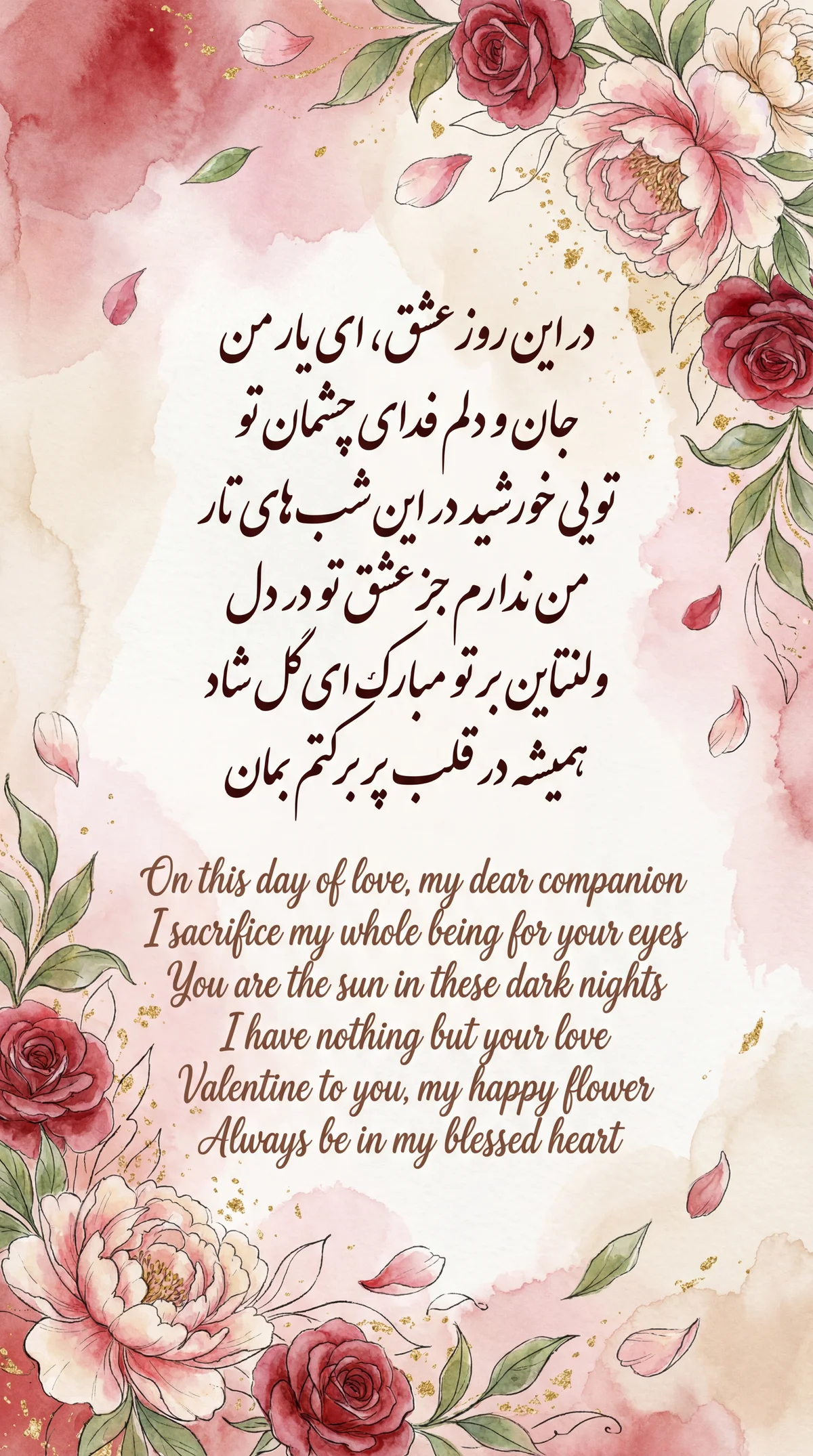 متن کارت تبریک روز ولنتاین برای همسرم