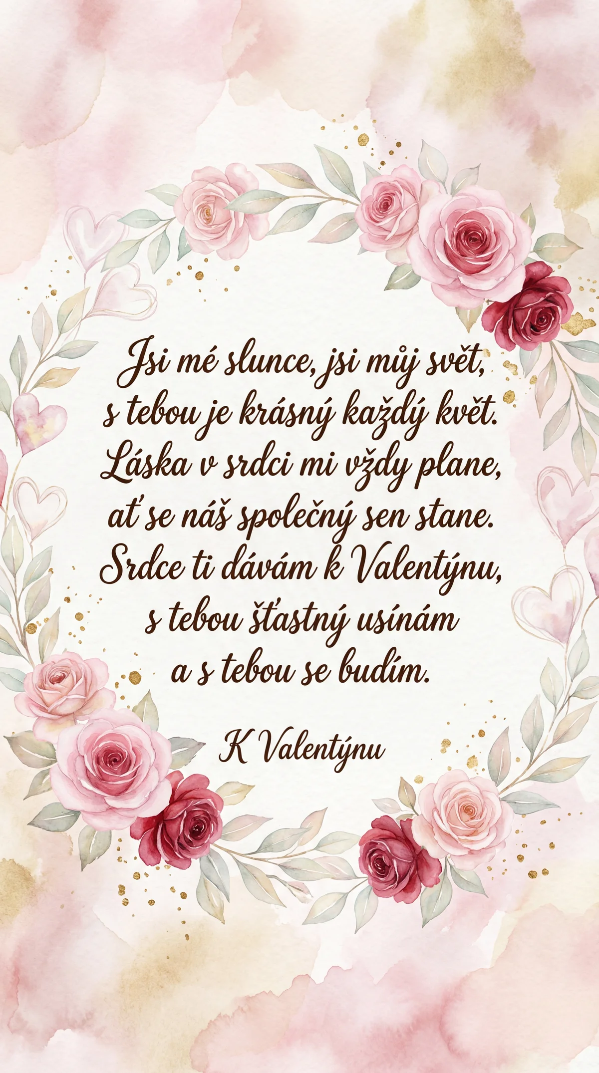 Přání k Valentýnu pro mou lásku