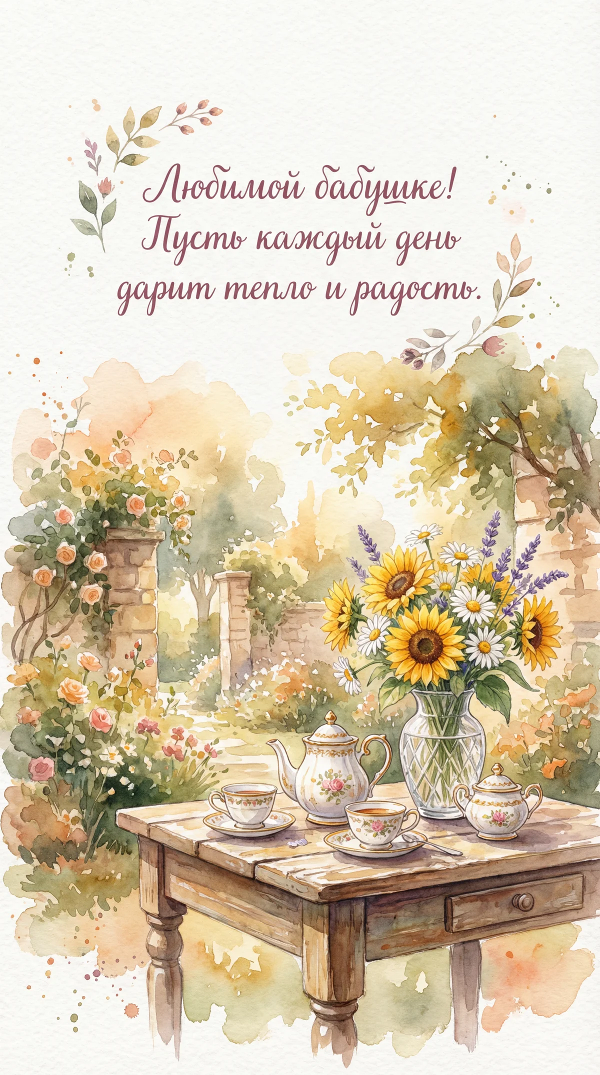 Открытка с днём рождения для любимой бабушки