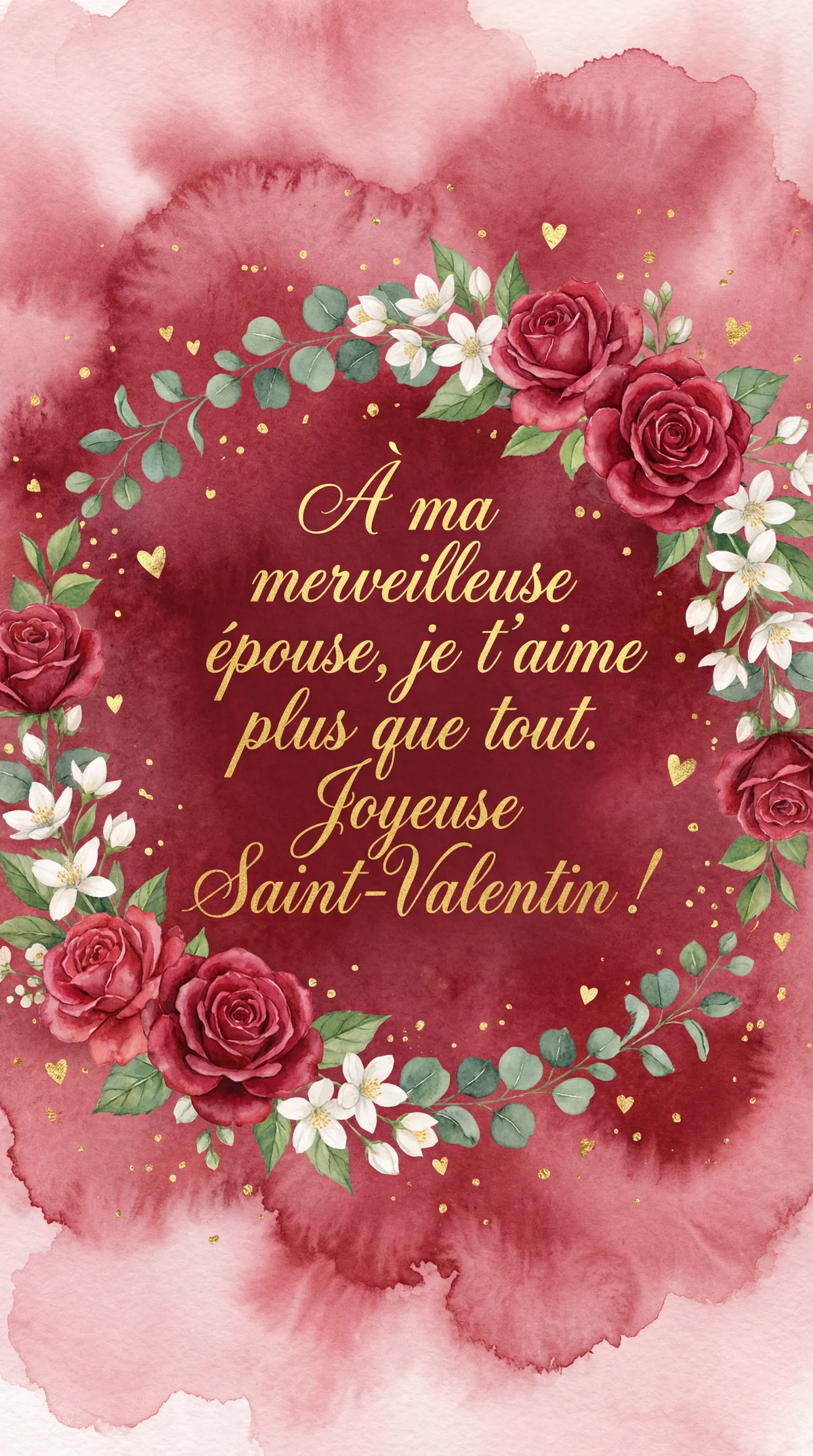 Carte de Saint-Valentin romantique pour ma femme