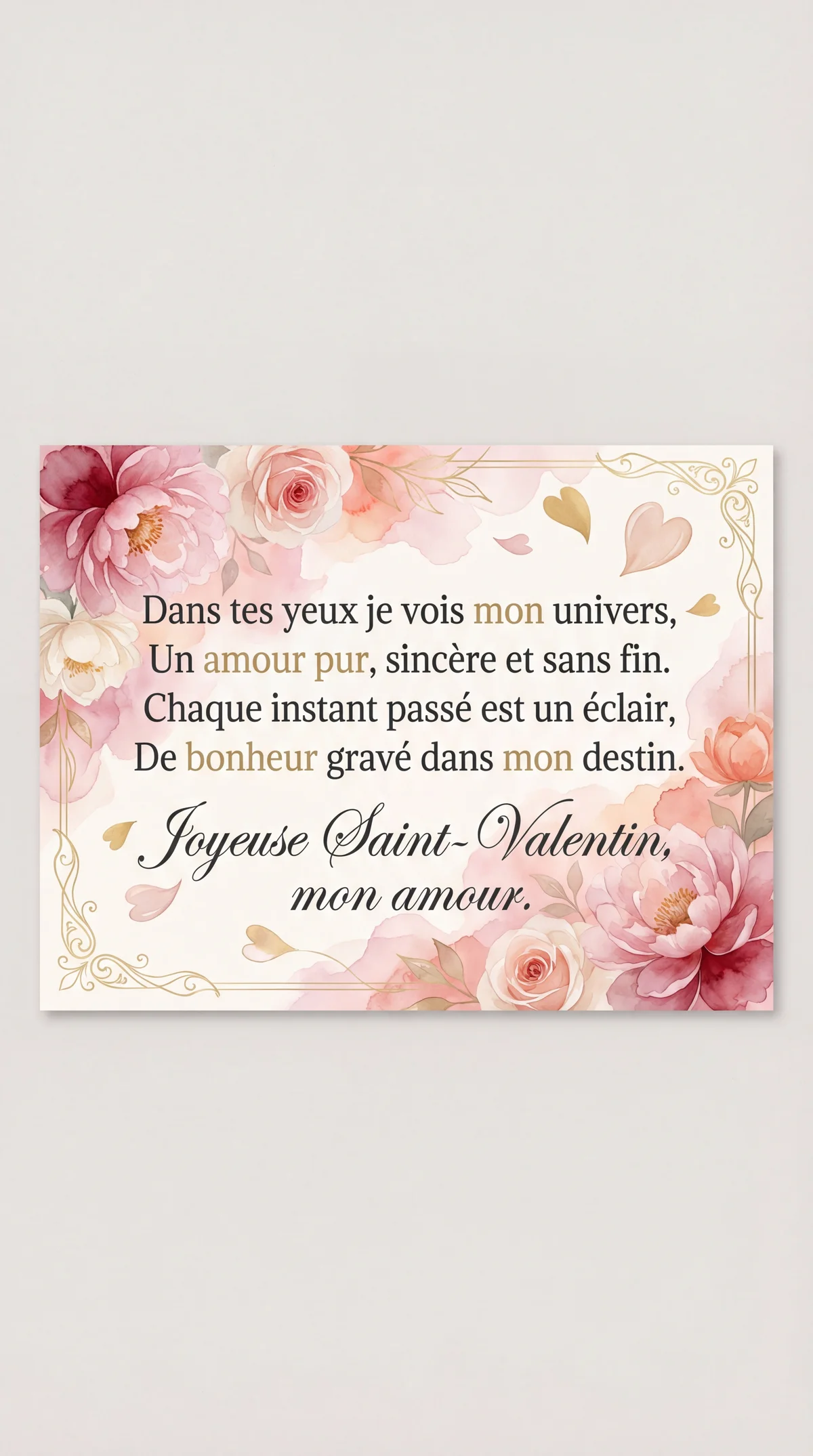 Carte de Saint-Valentin pour mon amour