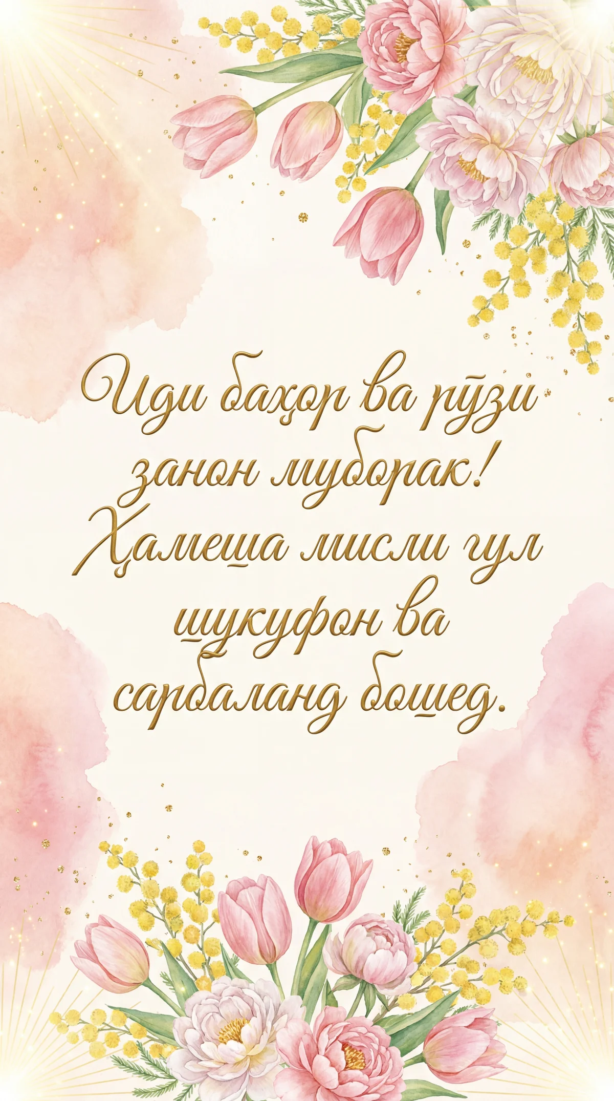 Табрикнома барои Рӯзи байналмилалии занон