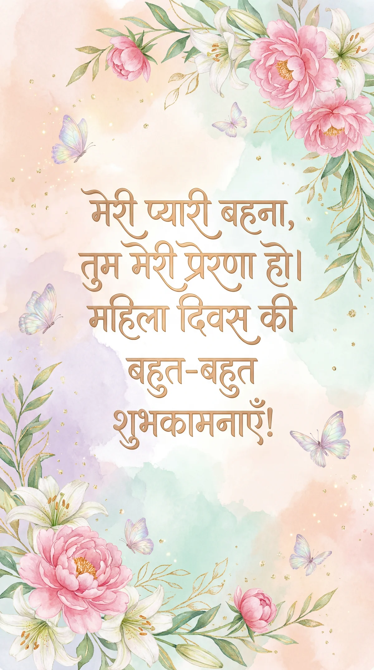 मेरी प्यारी बहन को महिला दिवस की शुभकामनाएँ