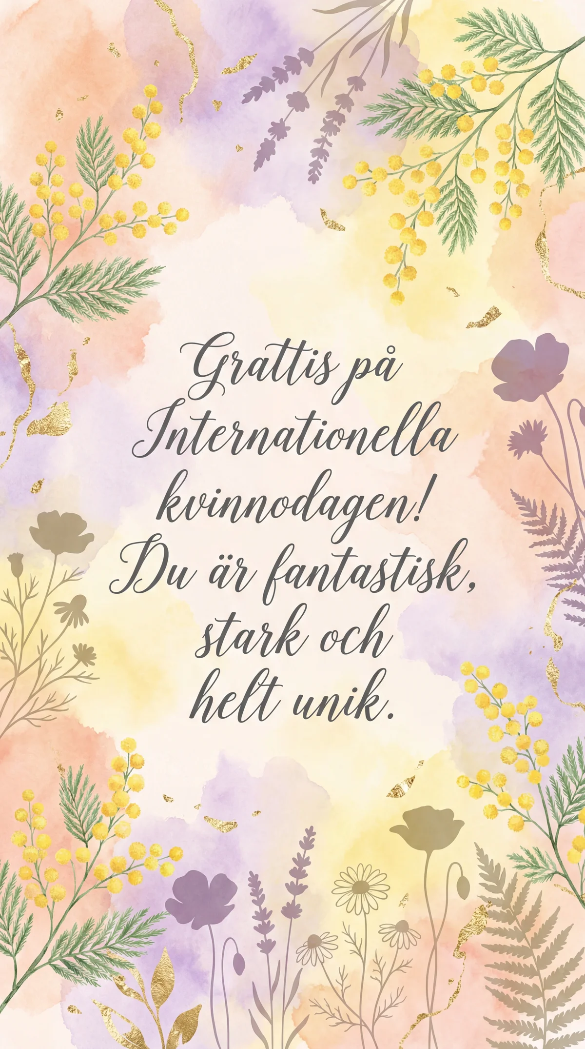 Text till grattiskort på Internationella kvinnodagen