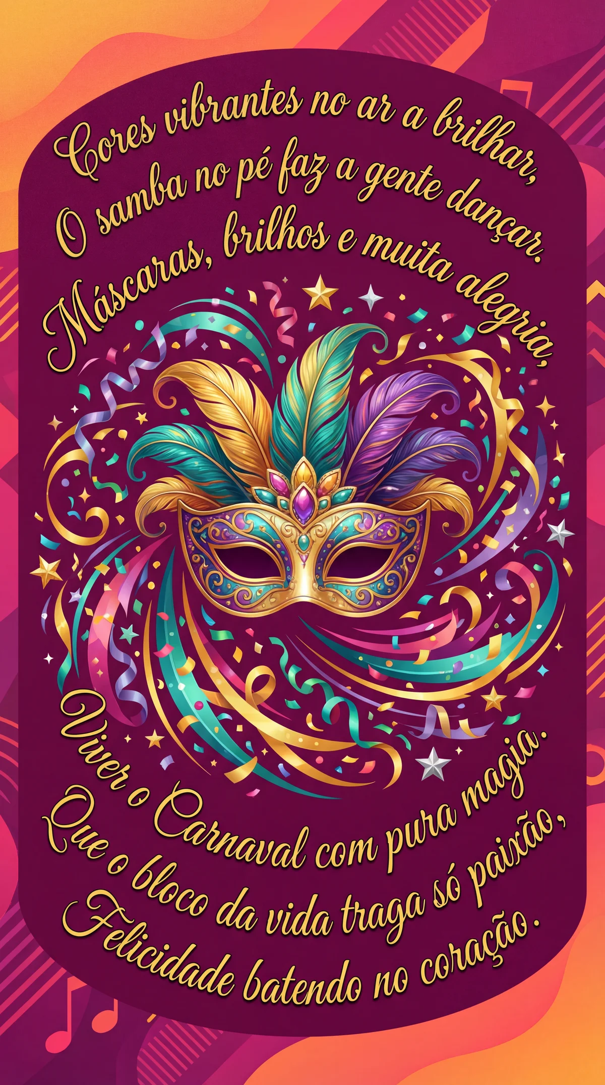 Mensagem para cartão de Carnaval