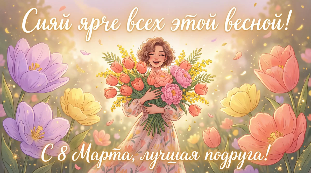 Открытка подруге на 8 Марта