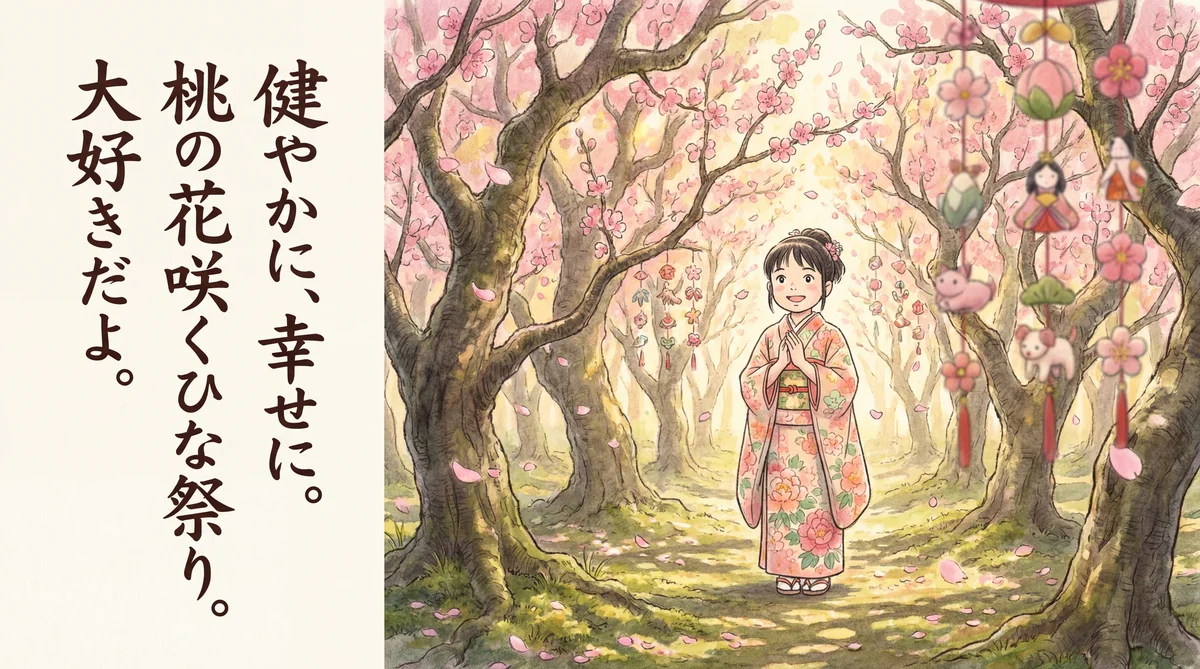 大切な娘へ贈る、健やかな成長を願うひな祭りカードのメッセージ