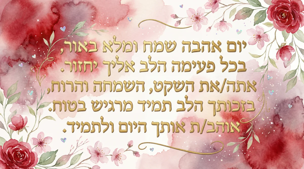 כרטיס ברכה ליום האהבה לאהוב/ה שלי עם מסר קצר