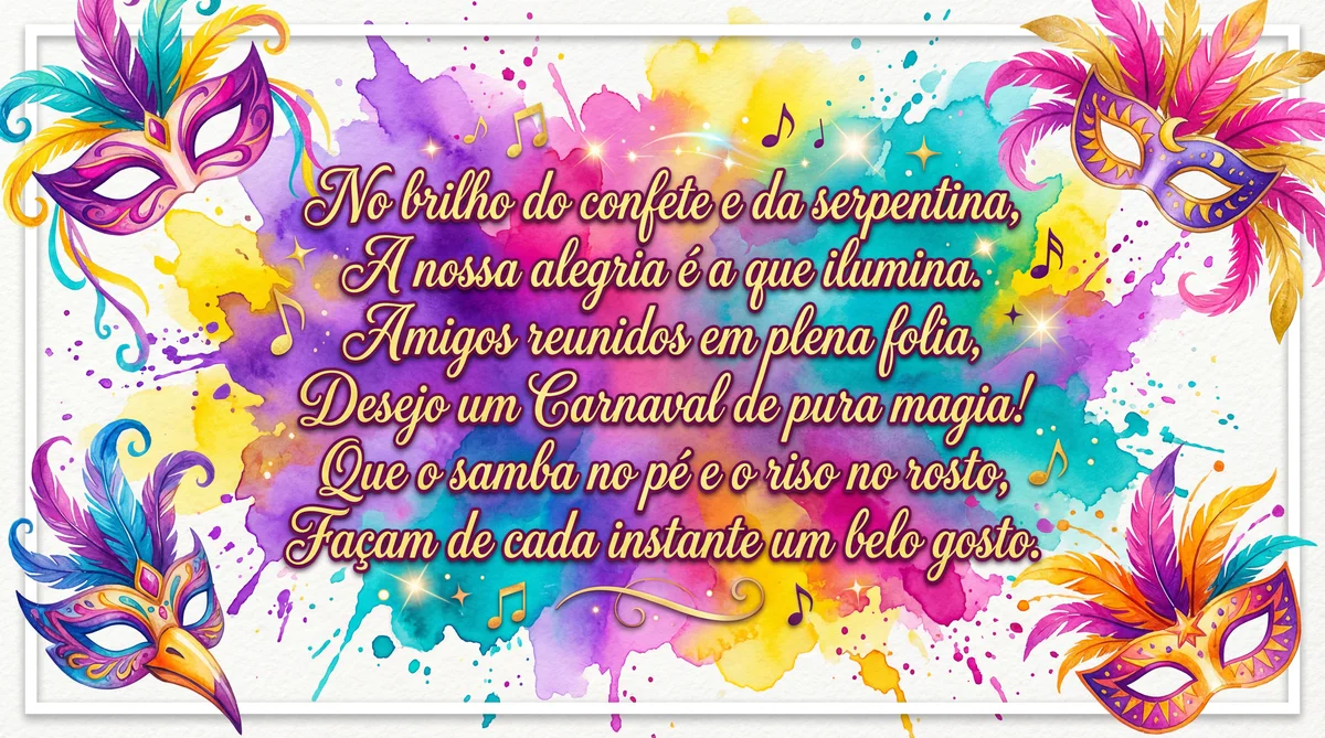 Mensagem de Carnaval para amigos desejando muita folia e ale...