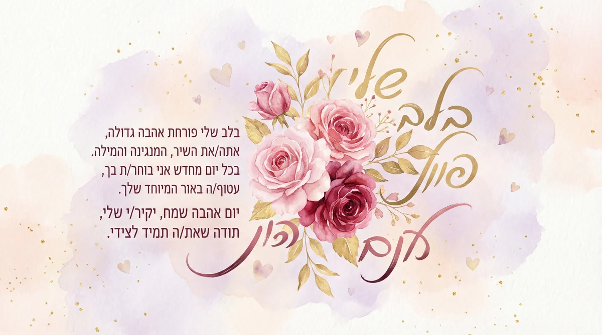 ברכה רומנטית ליום האהבה לאהוב/ה שלי