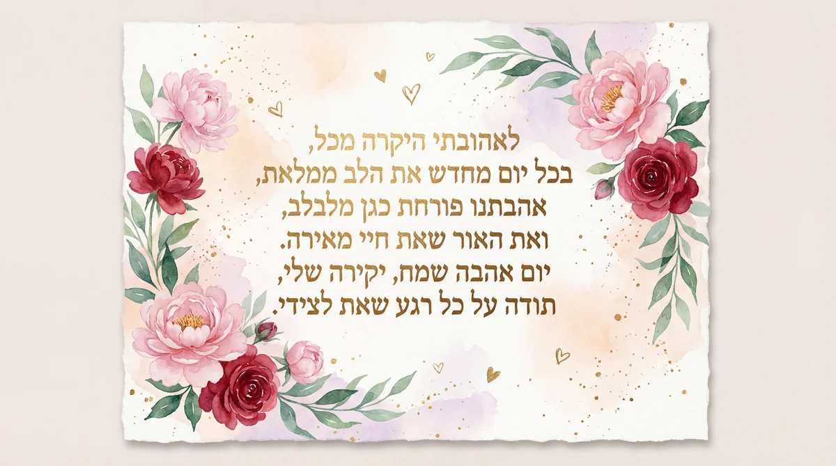 ברכה ליום האהבה לאהובתי היקרה