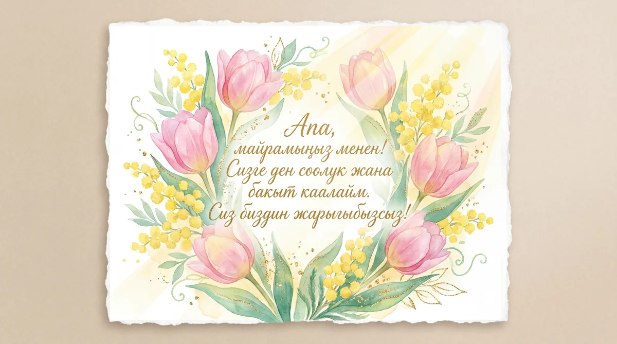 Апама 8-март майрамы менен куттуктоо тексти