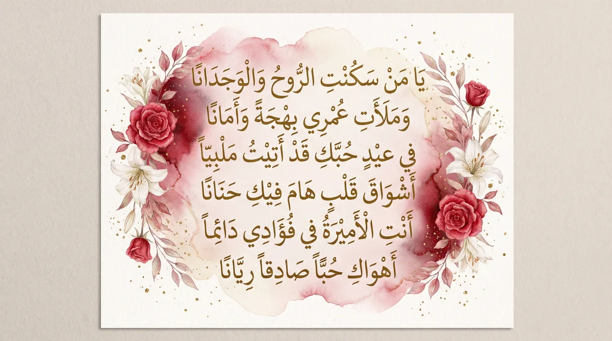 رسالة عيد الحب لزوجتي الحبيبة