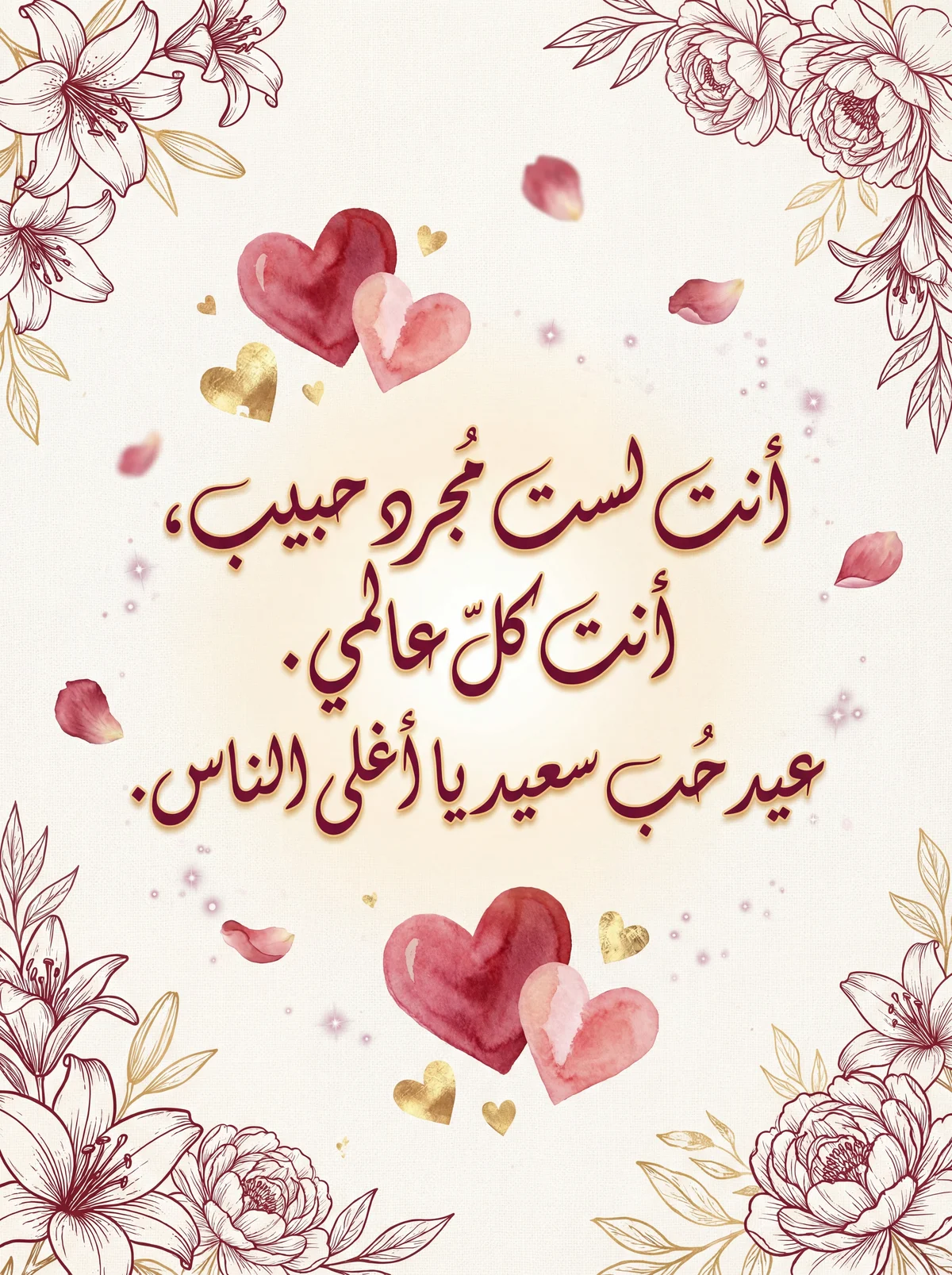 بطاقة تهنئة بمناسبة عيد الحب للحبيب