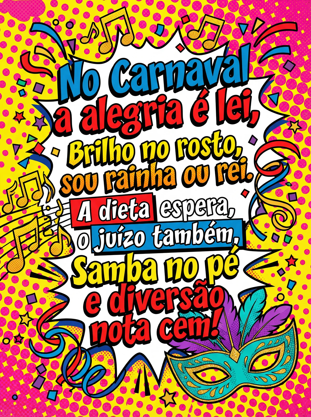 Mensagem divertida para o Carnaval