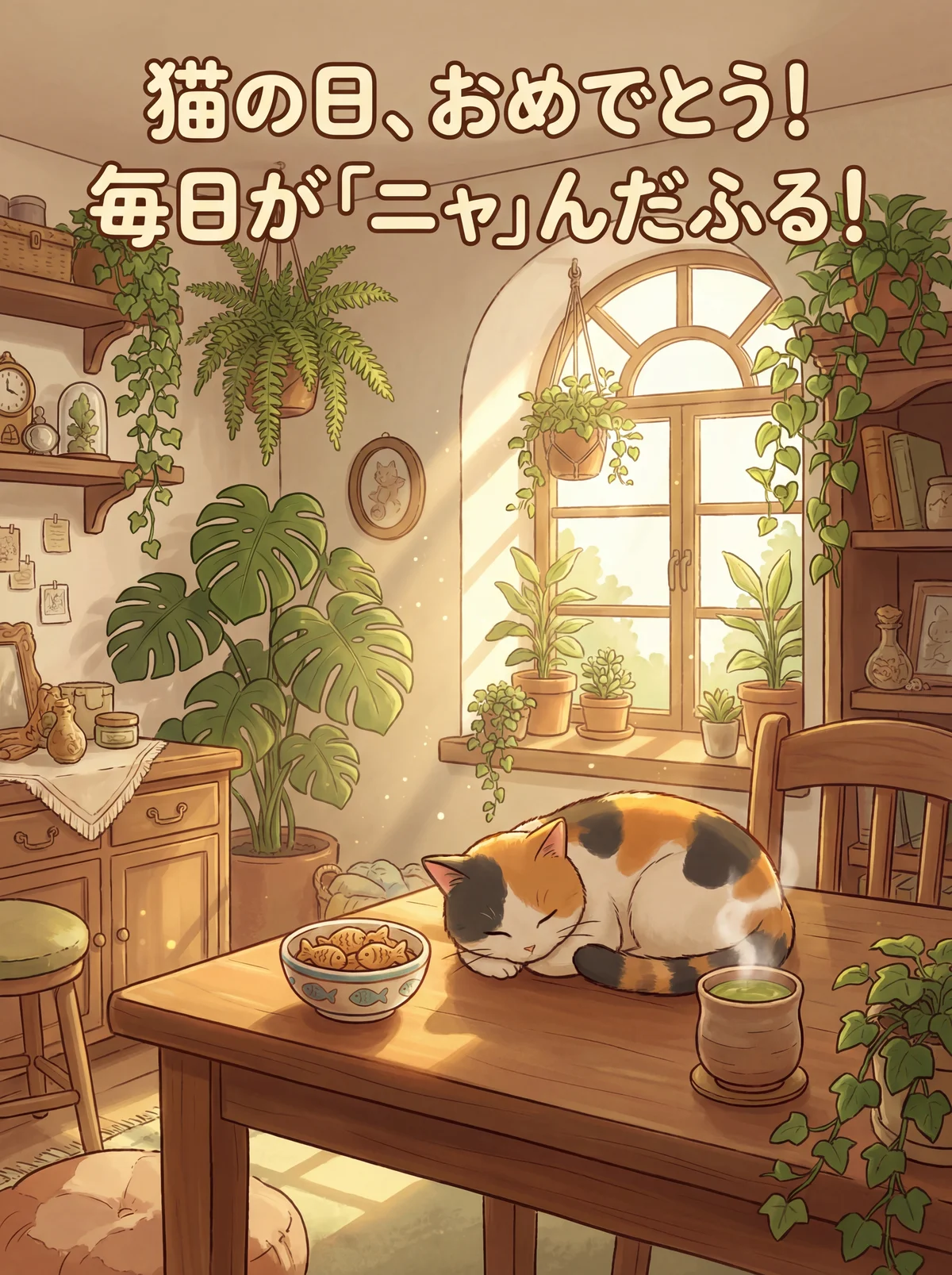 猫好きさんへ贈る、楽しい猫の日のお祝いカードメッセージ