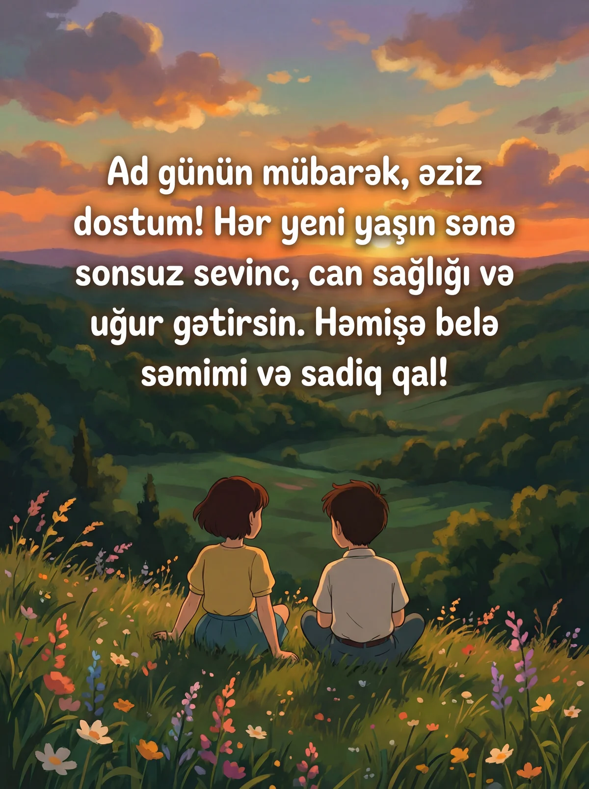 Ən sevimli dostuma ad günü təbriki