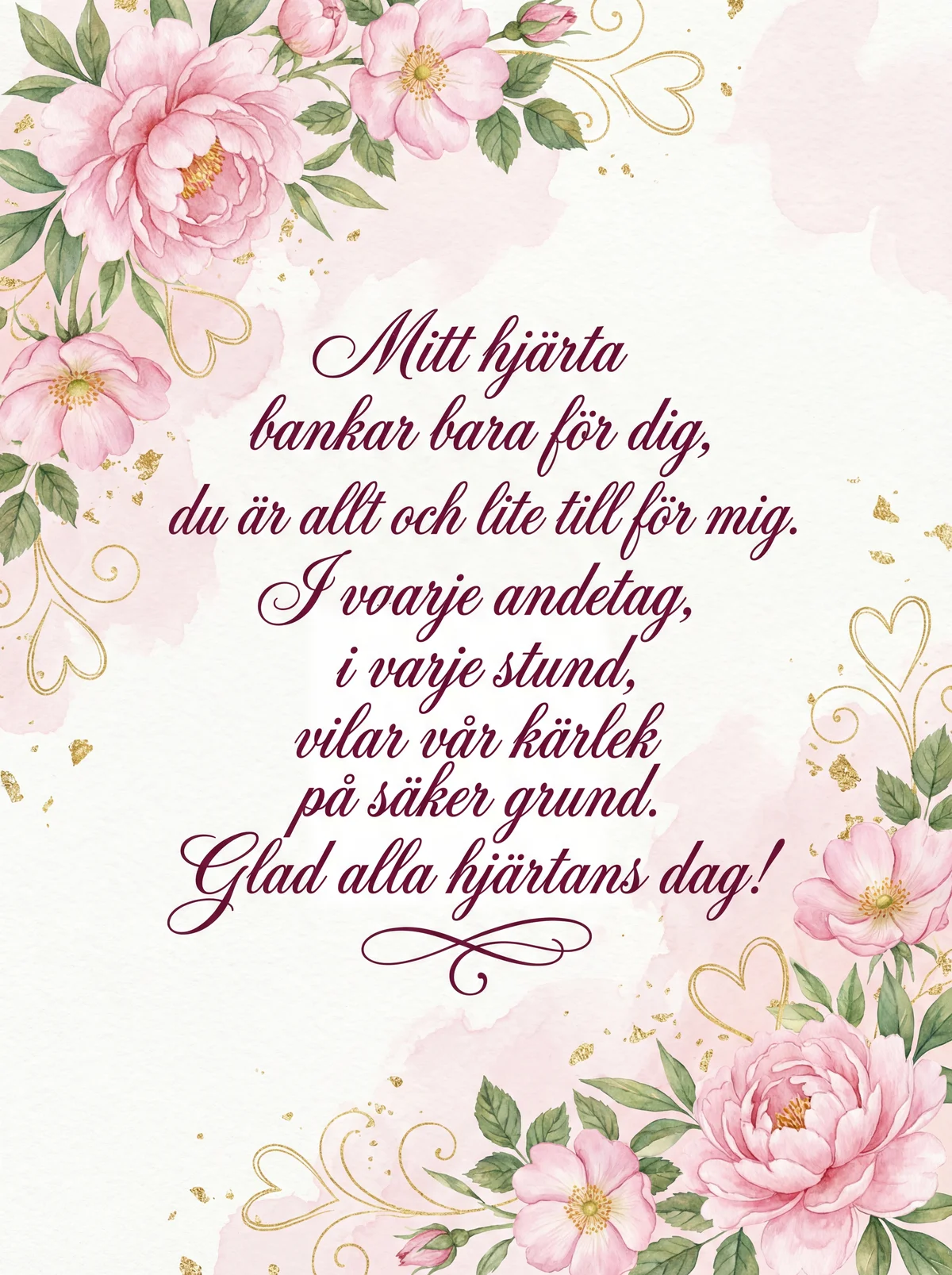 Kort text till Alla hjärtans dag för min älskling