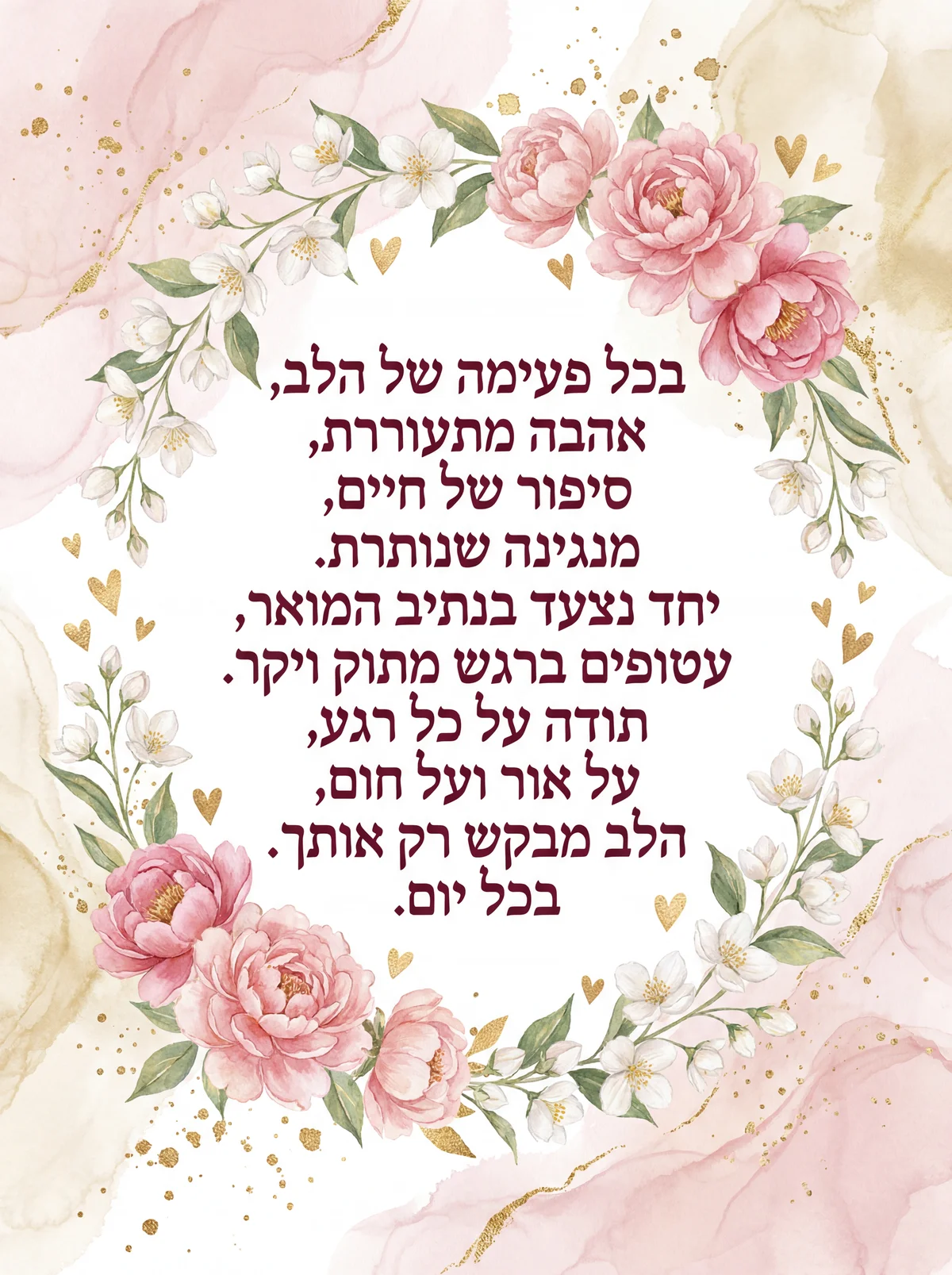 ברכה מרגשת ליום האהבה לבן/בת זוג אהוב/ה