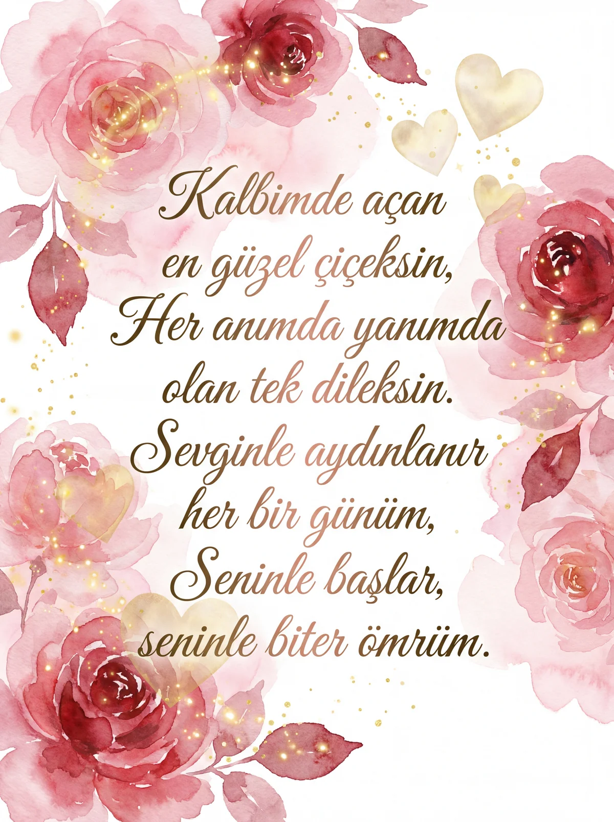 Sevgililer Günü için romantik kart mesajı