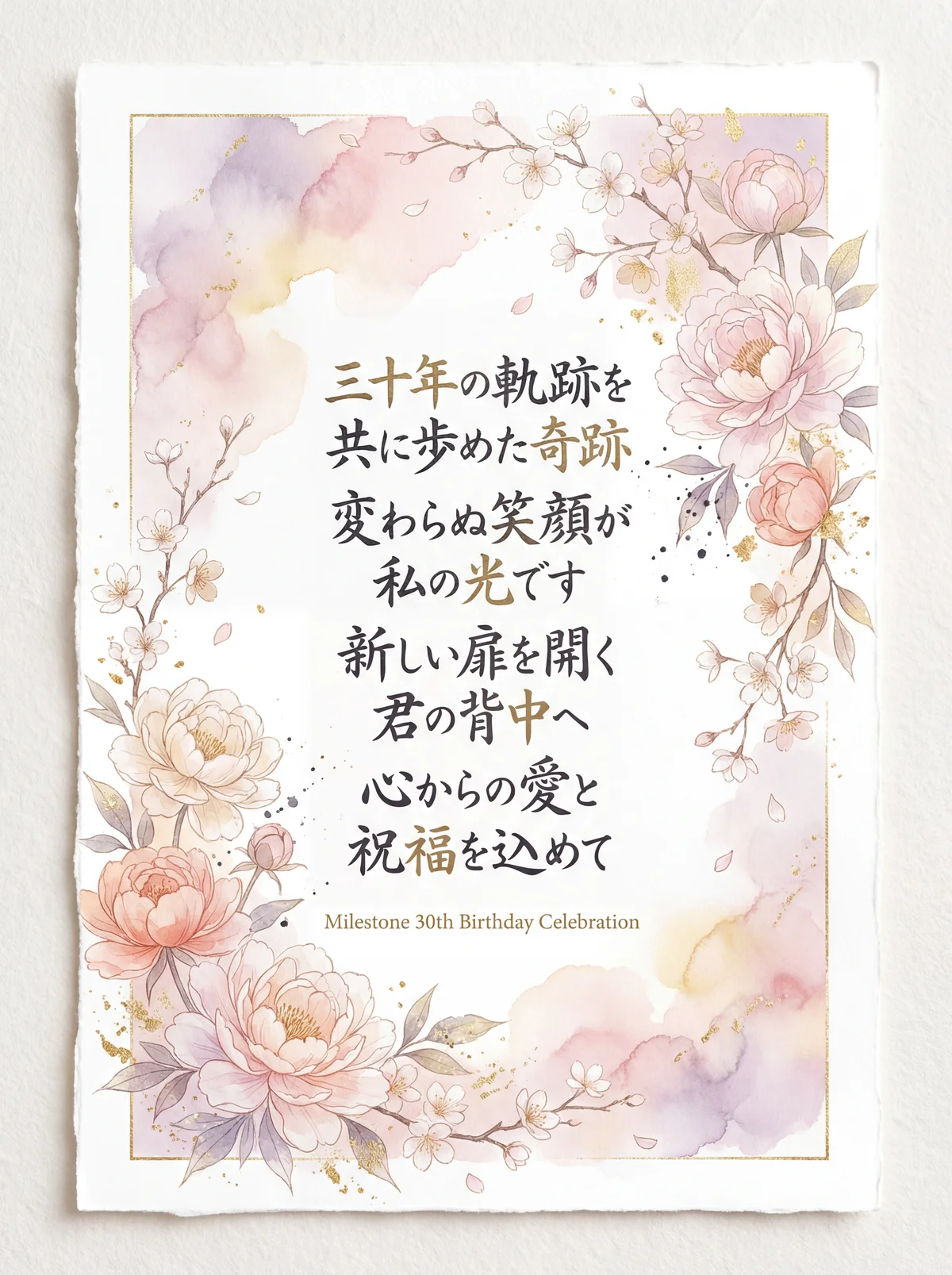 親友の30歳の誕生日、感動するメッセージカード