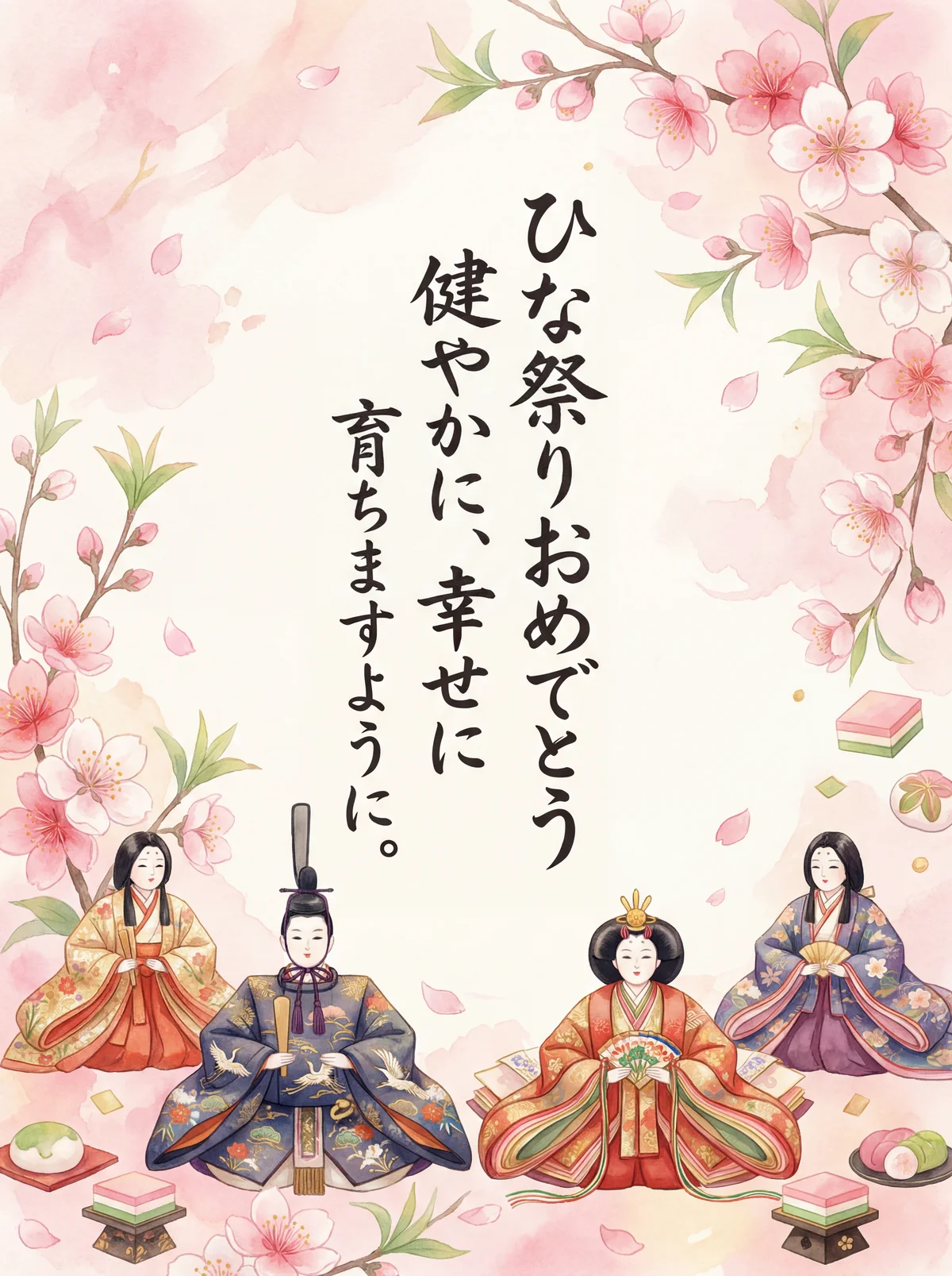 ひな祭りのお祝いに、女の子の健やかな成長を願うメッセージ