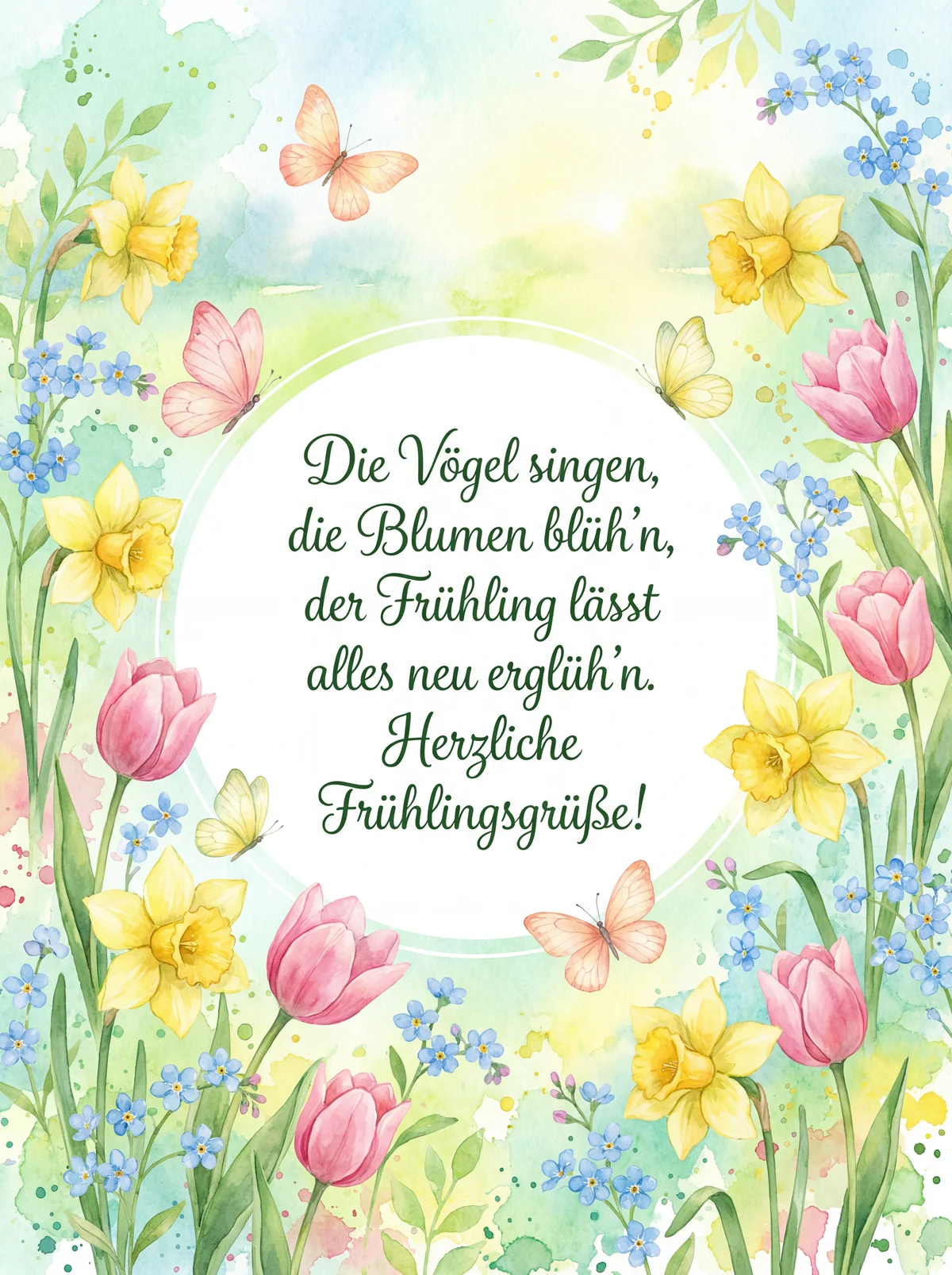Grußkarte zum Frühlingsanfang für Freunde