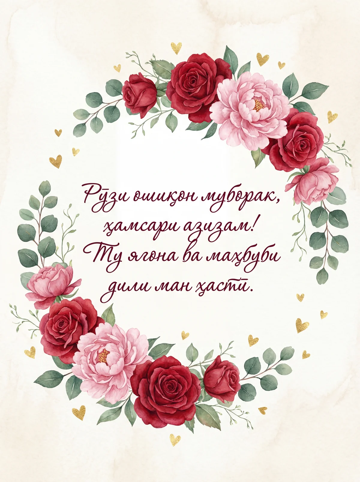 Табрикоти Рӯзи ошиқон барои ҳамсарам