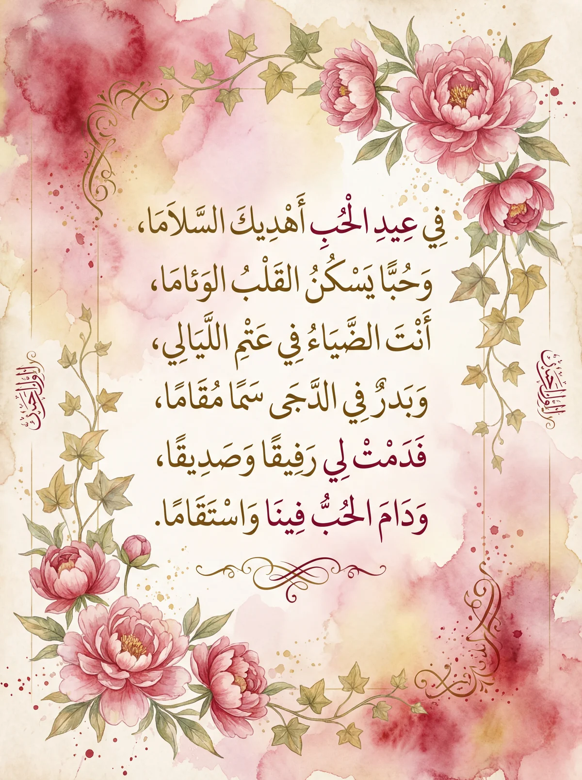 بطاقة معايدة لعيد الحب