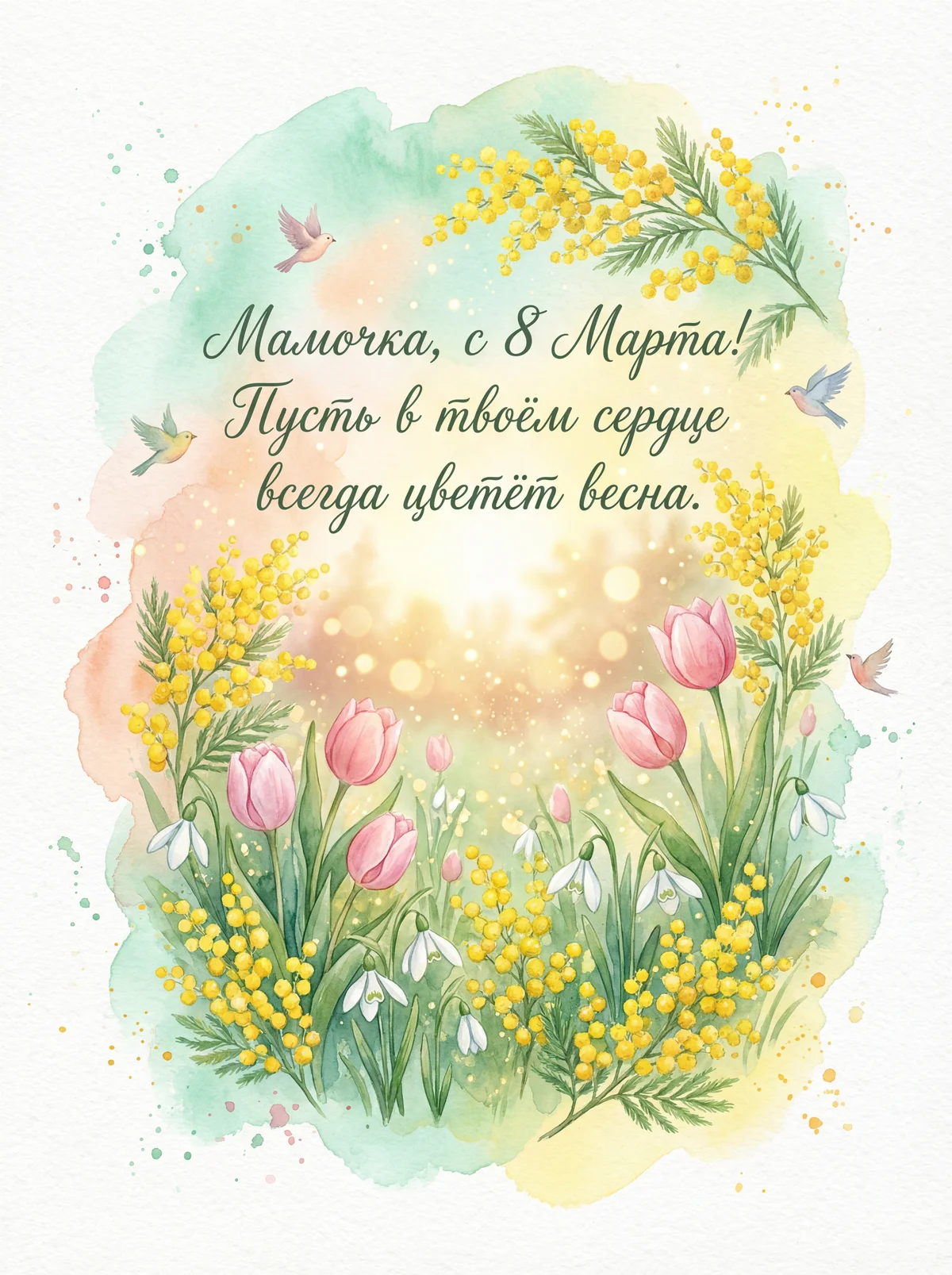 открытка с Международным женским днём для мамы