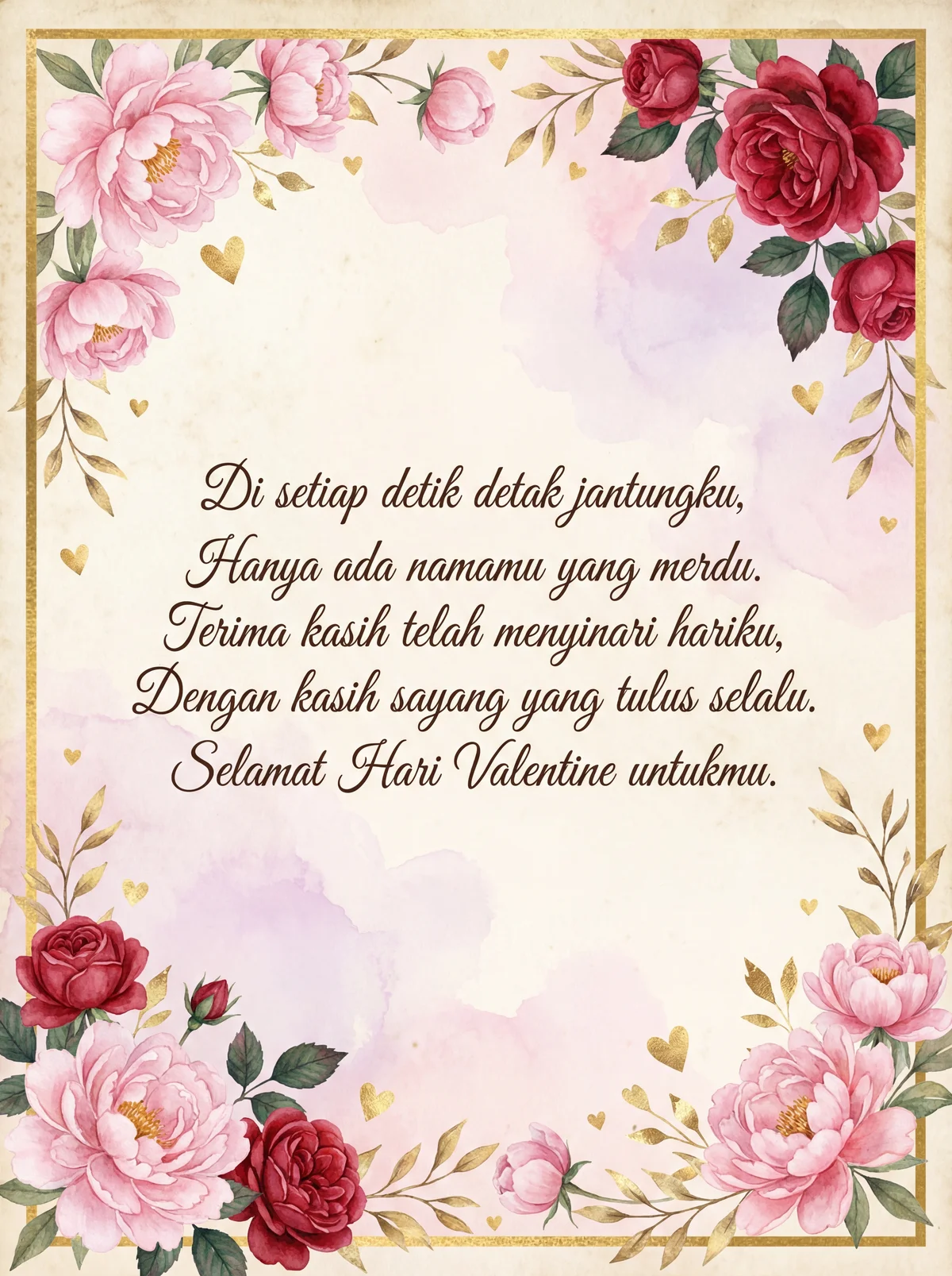 Kartu ucapan Hari Valentine romantis untuk kekasih