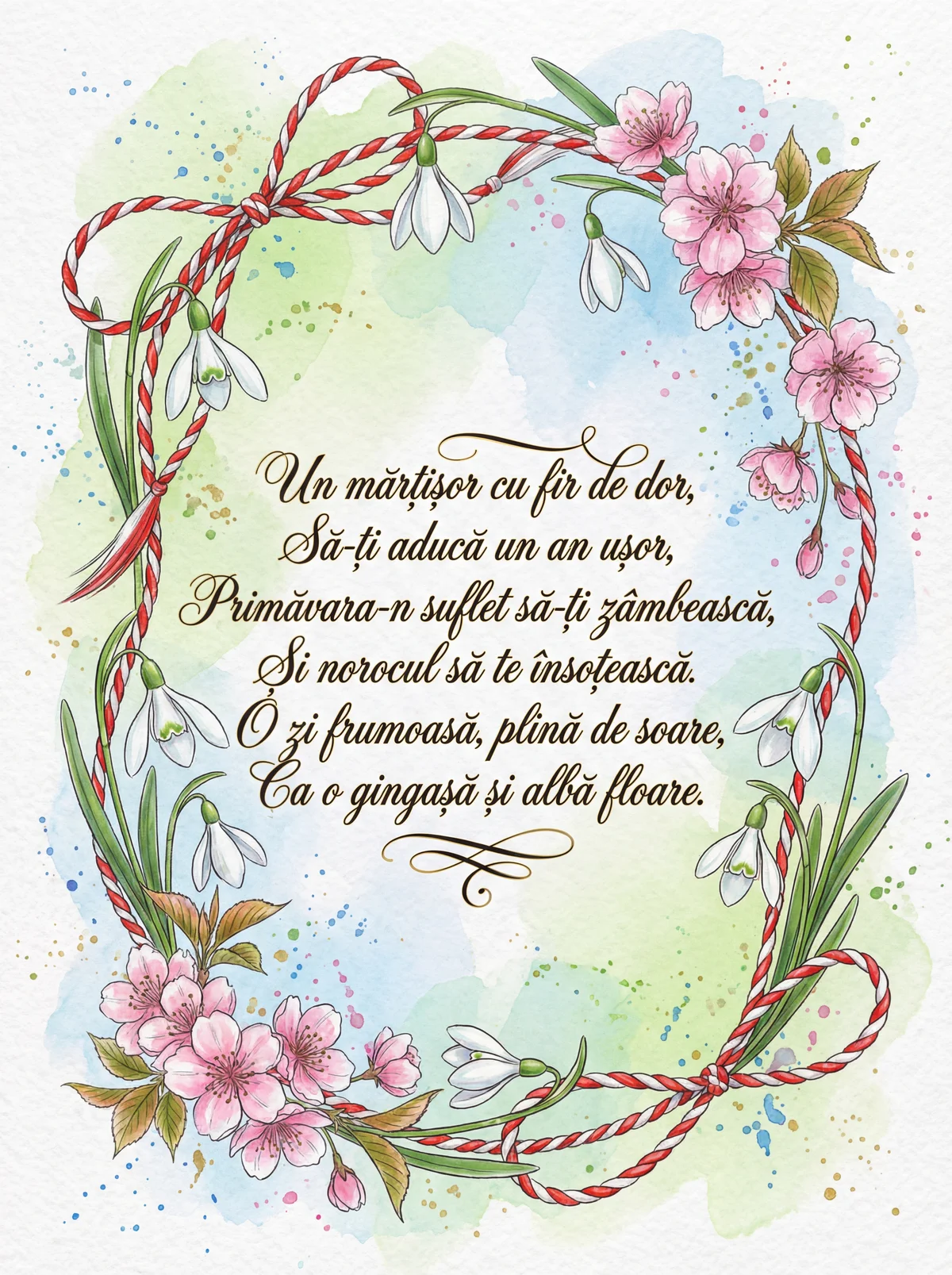 Felicitare de Mărțișor pentru o colegă.