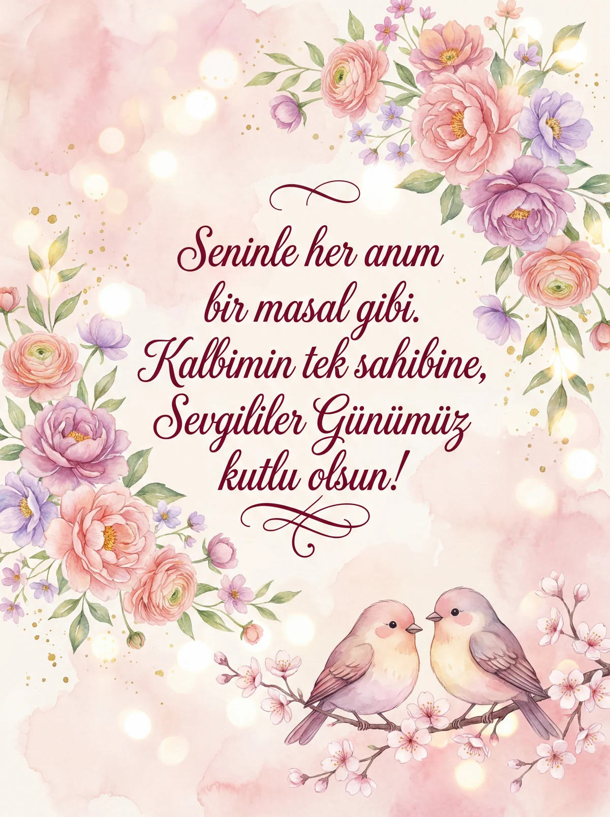 Sevgililer Günü kartı için romantik mesaj